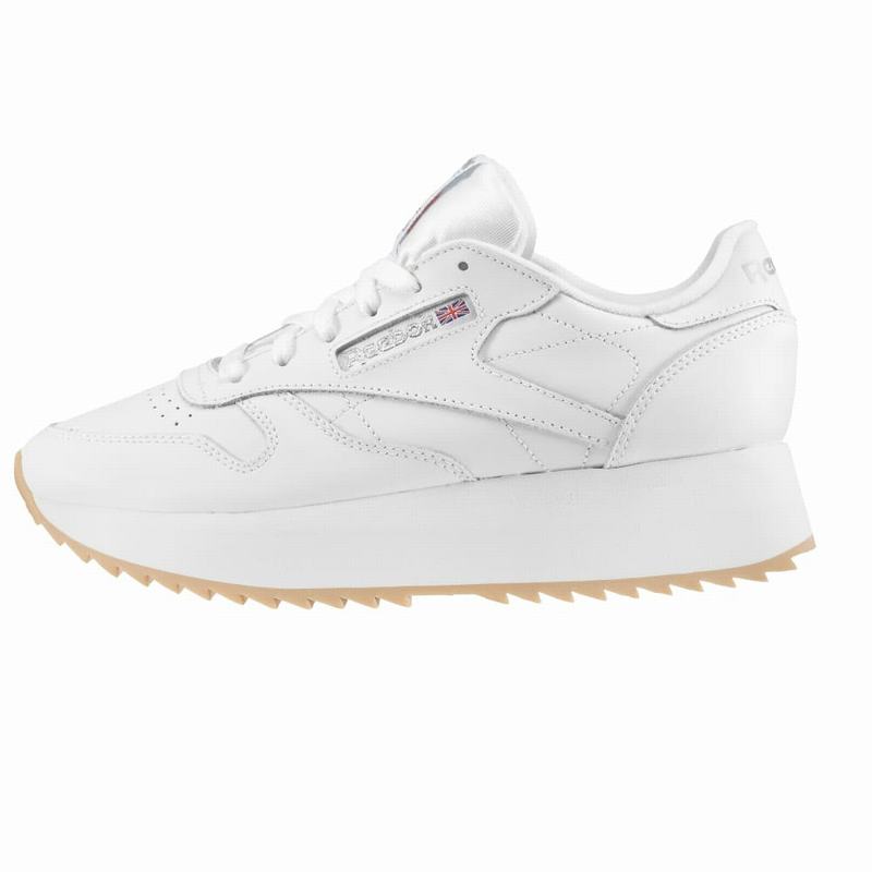 Reebok Classic Leather Double Tenisky Damske - Biele/Strieborne ZO8156RJ